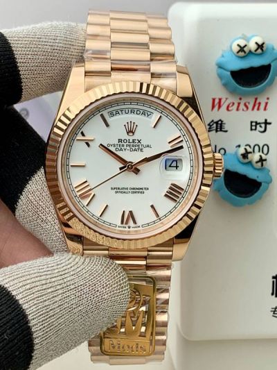 DD 2836/3255 Movement Rose Gold with White MOP Dial President Band Fluted Bezel Rolex Watch